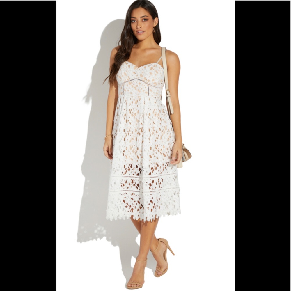 NWT White Crochet Midi Dress Medium